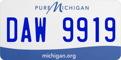 MI license plate DAW9919