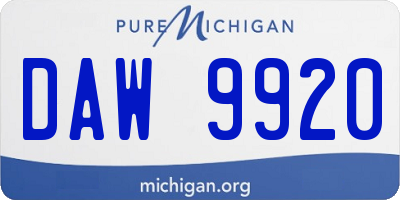 MI license plate DAW9920