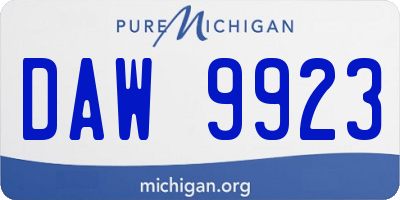 MI license plate DAW9923