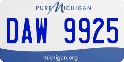MI license plate DAW9925