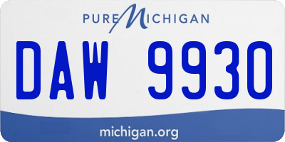 MI license plate DAW9930