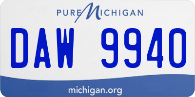 MI license plate DAW9940