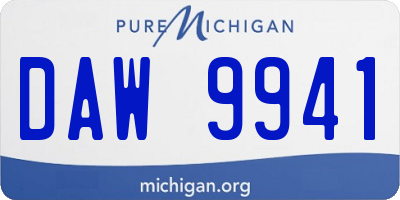 MI license plate DAW9941