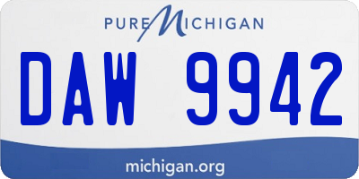 MI license plate DAW9942
