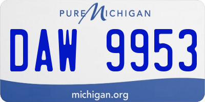 MI license plate DAW9953