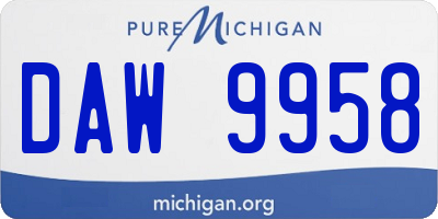 MI license plate DAW9958