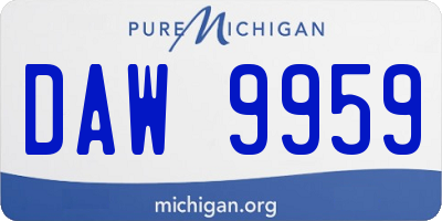 MI license plate DAW9959