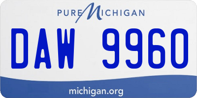 MI license plate DAW9960