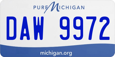 MI license plate DAW9972