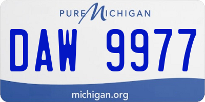 MI license plate DAW9977