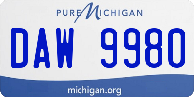 MI license plate DAW9980