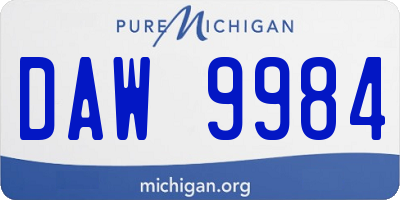 MI license plate DAW9984