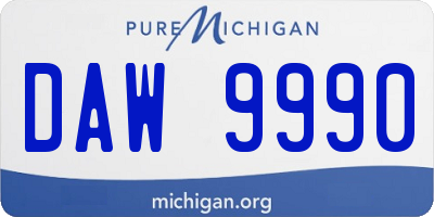 MI license plate DAW9990