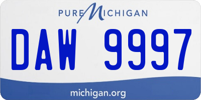 MI license plate DAW9997