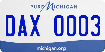 MI license plate DAX0003