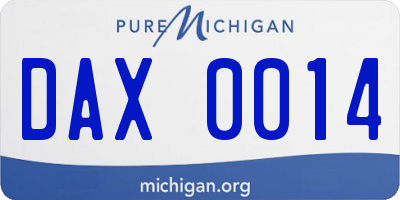 MI license plate DAX0014