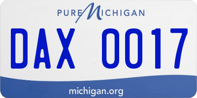 MI license plate DAX0017