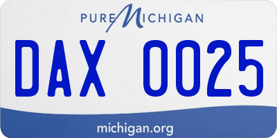 MI license plate DAX0025