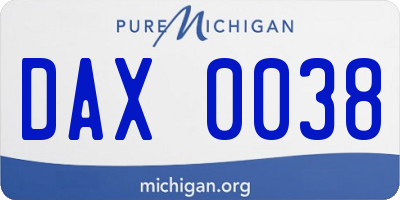 MI license plate DAX0038