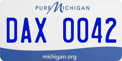 MI license plate DAX0042