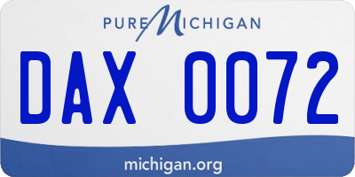 MI license plate DAX0072