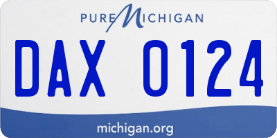 MI license plate DAX0124
