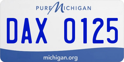MI license plate DAX0125