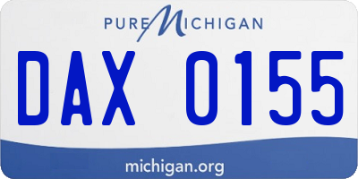 MI license plate DAX0155