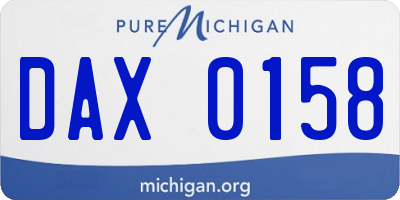 MI license plate DAX0158