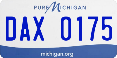 MI license plate DAX0175
