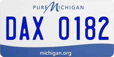 MI license plate DAX0182