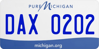 MI license plate DAX0202