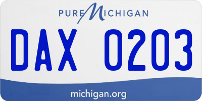 MI license plate DAX0203