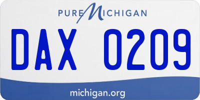 MI license plate DAX0209