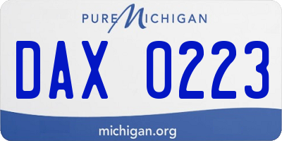 MI license plate DAX0223