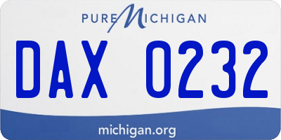 MI license plate DAX0232