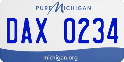 MI license plate DAX0234