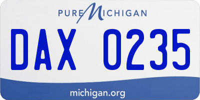 MI license plate DAX0235