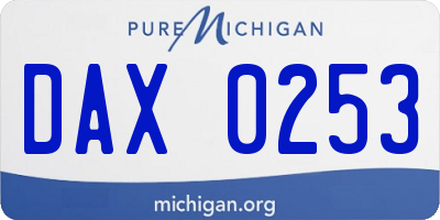 MI license plate DAX0253