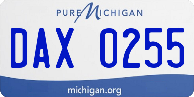MI license plate DAX0255
