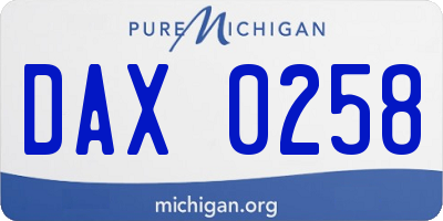 MI license plate DAX0258