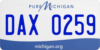 MI license plate DAX0259