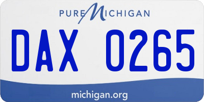 MI license plate DAX0265