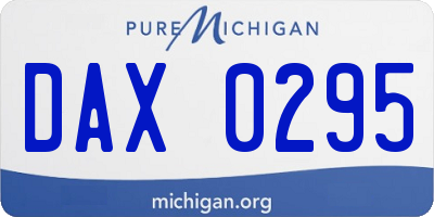 MI license plate DAX0295