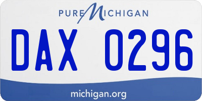 MI license plate DAX0296