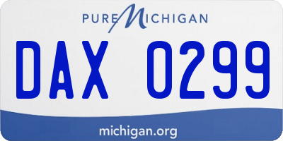 MI license plate DAX0299