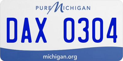 MI license plate DAX0304