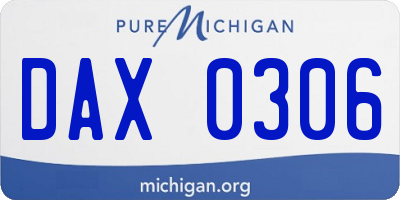 MI license plate DAX0306