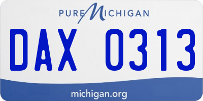 MI license plate DAX0313