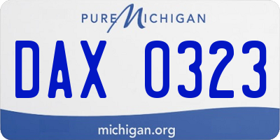 MI license plate DAX0323